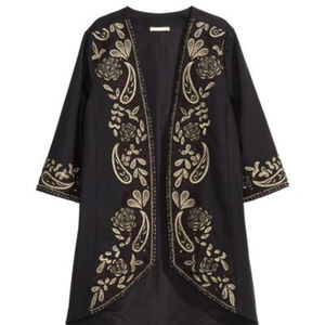Women's Metallic Kimono With Beaded Embroidery